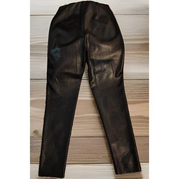 Zara Pants Size S Black Snake Skin Print Side Side Elastic Waist Skinny - Picture 4 of 8